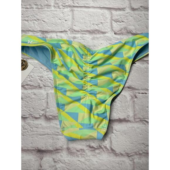 NWT Hurley Rash Guard Cheeky Bikini Small Neon Blue Green Yellow - Picture 8 of 9